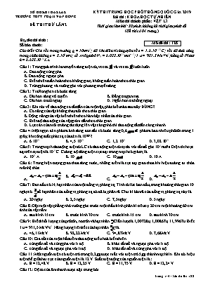 Đề thi thử THPT Quốc gia môn Vật lý lần 2 năm 2019 - Mã đề 128 - Trường THPT Phạm Văn Đồng